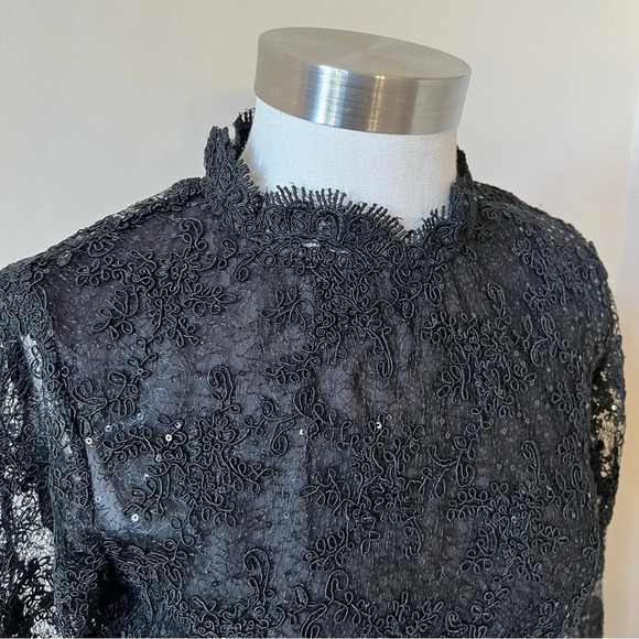 New! Zara Black Lace Sequin Top 17926 - Picture 5 of 13
